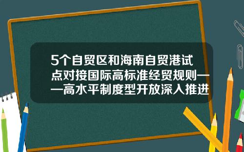 5个自贸区和海南自贸港试点对接国际高标准经贸规则——高水平制度型开放深入推进-中国有多少自贸区