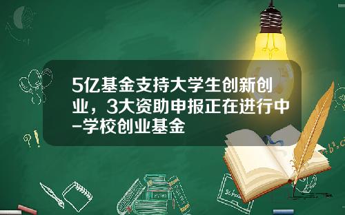 5亿基金支持大学生创新创业，3大资助申报正在进行中-学校创业基金
