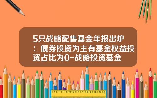 5只战略配售基金年报出炉：债券投资为主有基金权益投资占比为0-战略投资基金