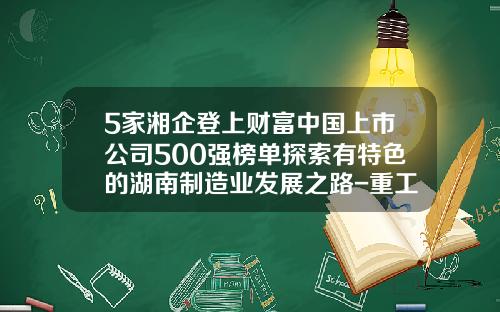 5家湘企登上财富中国上市公司500强榜单探索有特色的湖南制造业发展之路-重工企业上市公司