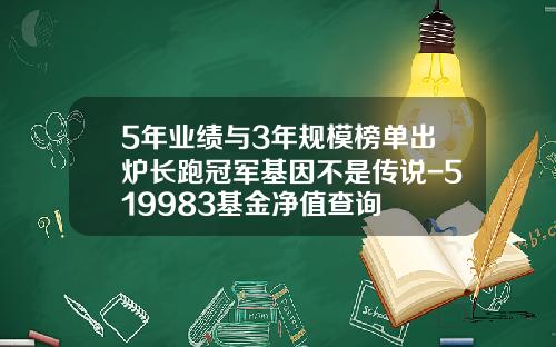 5年业绩与3年规模榜单出炉长跑冠军基因不是传说-519983基金净值查询