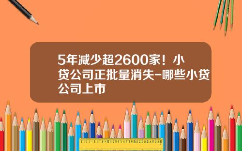 5年减少超2600家！小贷公司正批量消失-哪些小贷公司上市