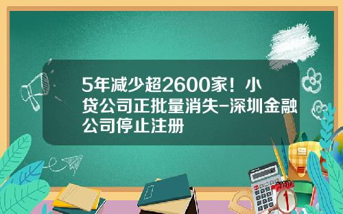5年减少超2600家！小贷公司正批量消失-深圳金融公司停止注册