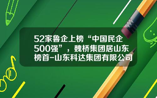 52家鲁企上榜“中国民企500强”，魏桥集团居山东榜首-山东科达集团有限公司