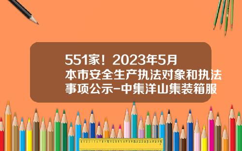 551家！2023年5月本市安全生产执法对象和执法事项公示-中集洋山集装箱服务有限公司