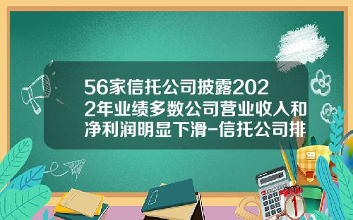 56家信托公司披露2022年业绩多数公司营业收入和净利润明显下滑-信托公司排名