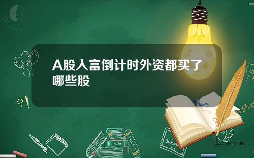 A股入富倒计时外资都买了哪些股
