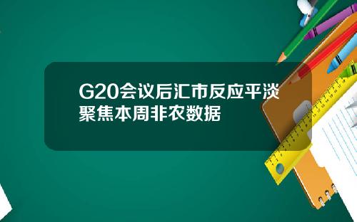 G20会议后汇市反应平淡聚焦本周非农数据