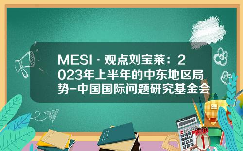 MESI·观点刘宝莱：2023年上半年的中东地区局势-中国国际问题研究基金会