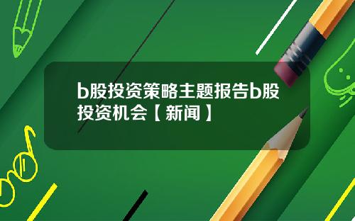 b股投资策略主题报告b股投资机会【新闻】