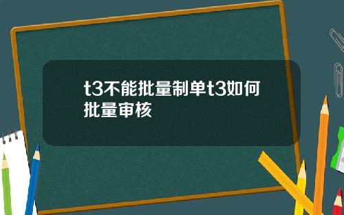 t3不能批量制单t3如何批量审核