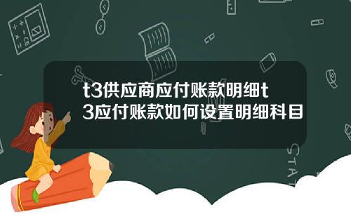 t3供应商应付账款明细t3应付账款如何设置明细科目