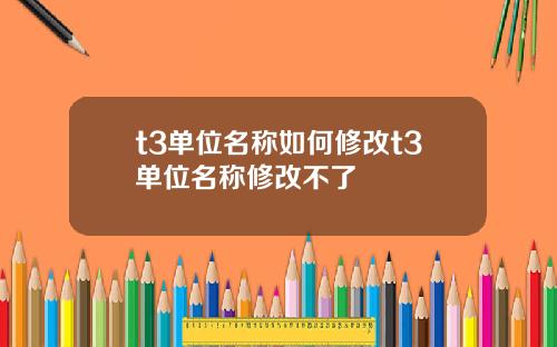 t3单位名称如何修改t3单位名称修改不了