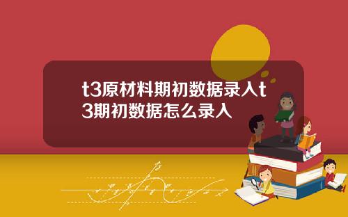 t3原材料期初数据录入t3期初数据怎么录入