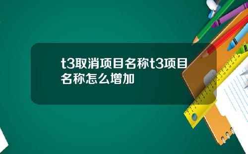 t3取消项目名称t3项目名称怎么增加