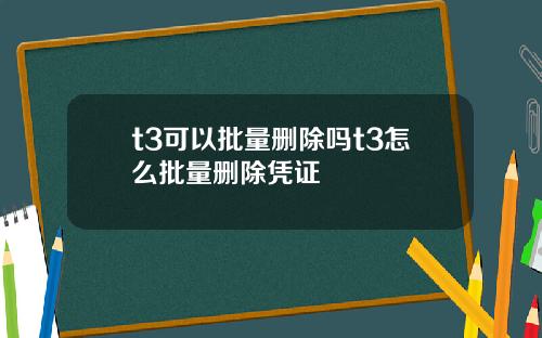 t3可以批量删除吗t3怎么批量删除凭证