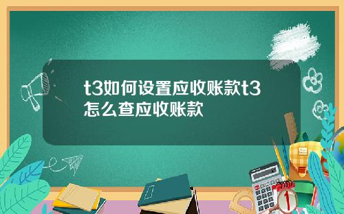 t3如何设置应收账款t3怎么查应收账款