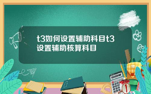 t3如何设置辅助科目t3设置辅助核算科目