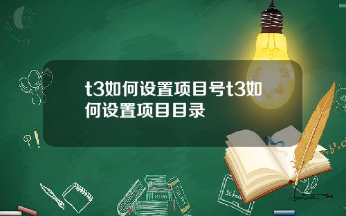 t3如何设置项目号t3如何设置项目目录