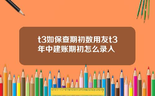t3如保查期初数用友t3年中建账期初怎么录入