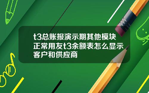 t3总账报演示期其他模块正常用友t3余额表怎么显示客户和供应商