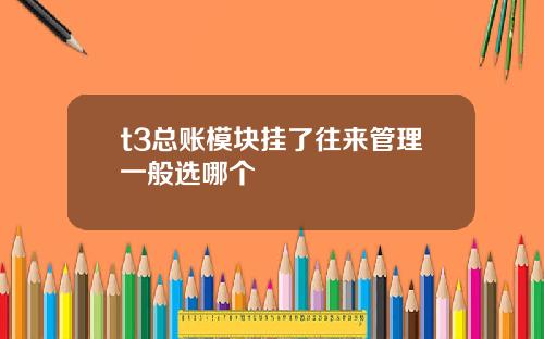 t3总账模块挂了往来管理一般选哪个