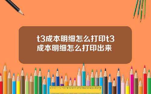 t3成本明细怎么打印t3成本明细怎么打印出来