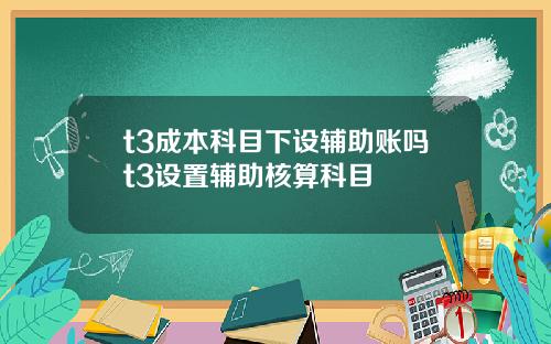 t3成本科目下设辅助账吗t3设置辅助核算科目