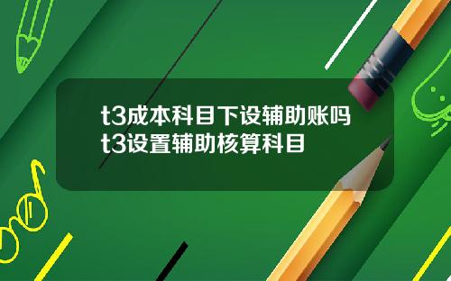 t3成本科目下设辅助账吗t3设置辅助核算科目