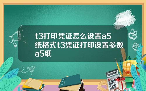 t3打印凭证怎么设置a5纸格式t3凭证打印设置参数a5纸