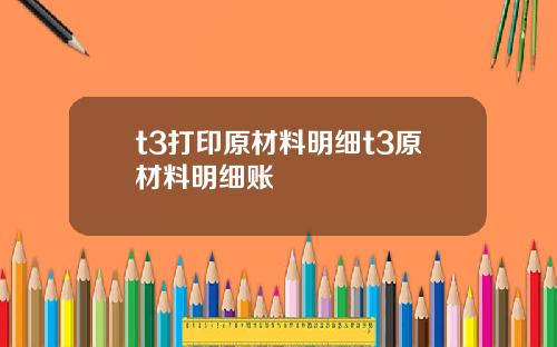 t3打印原材料明细t3原材料明细账