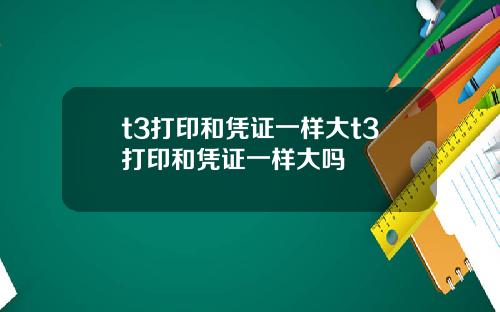 t3打印和凭证一样大t3打印和凭证一样大吗
