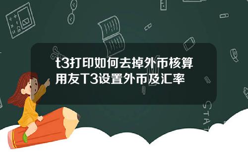 t3打印如何去掉外币核算用友T3设置外币及汇率