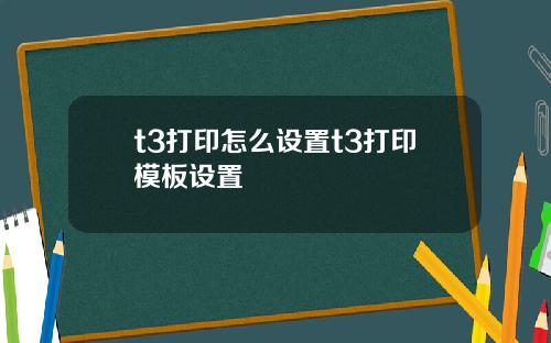t3打印怎么设置t3打印模板设置