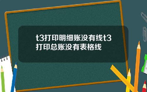 t3打印明细账没有线t3打印总账没有表格线