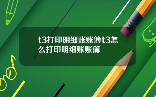 t3打印明细账账簿t3怎么打印明细账账簿