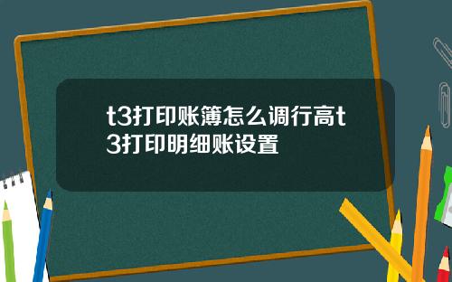 t3打印账簿怎么调行高t3打印明细账设置