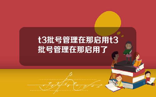 t3批号管理在那启用t3批号管理在那启用了