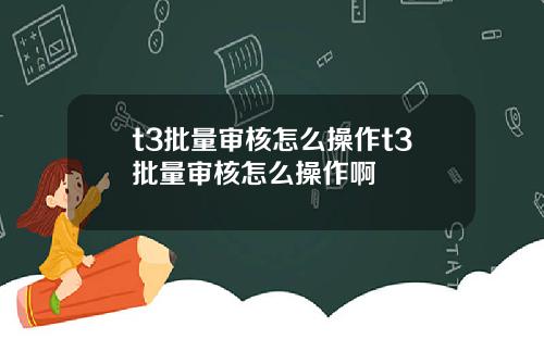 t3批量审核怎么操作t3批量审核怎么操作啊