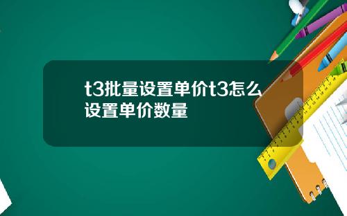 t3批量设置单价t3怎么设置单价数量
