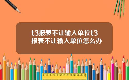 t3报表不让输入单位t3报表不让输入单位怎么办