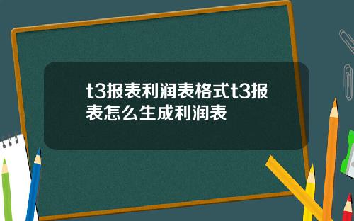 t3报表利润表格式t3报表怎么生成利润表