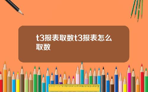 t3报表取数t3报表怎么取数
