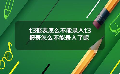 t3报表怎么不能录入t3报表怎么不能录入了呢