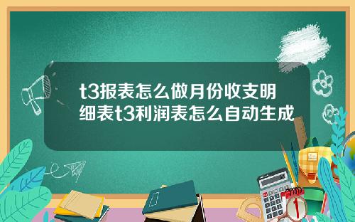 t3报表怎么做月份收支明细表t3利润表怎么自动生成