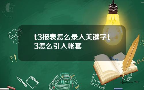 t3报表怎么录入关键字t3怎么引入帐套