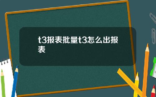 t3报表批量t3怎么出报表
