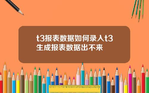 t3报表数据如何录入t3生成报表数据出不来