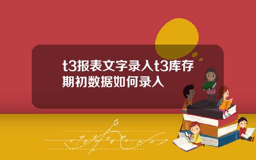 t3报表文字录入t3库存期初数据如何录入