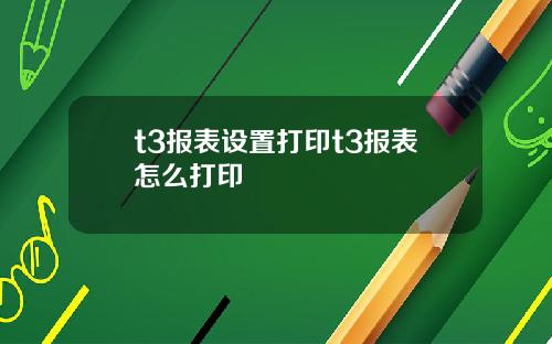 t3报表设置打印t3报表怎么打印